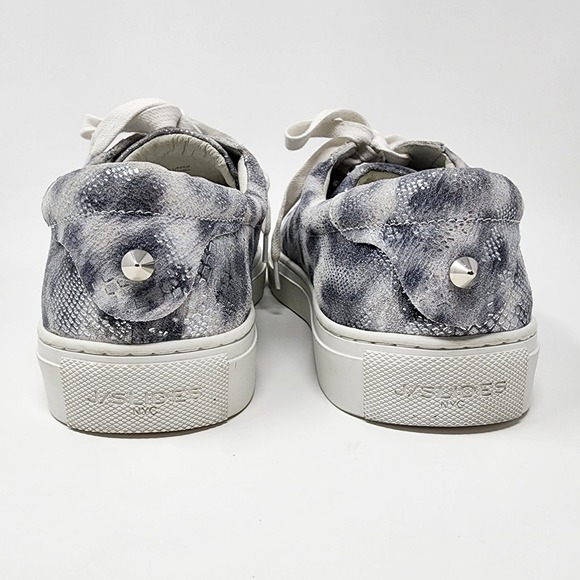 J/Slides Sneaker Women 9.5M Lucki Silver Metallic Snake Leather Comfort Studded - Picture 6 of 14